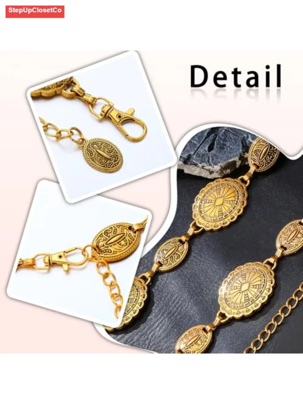 Waist Chain Belt Women Bohemian Western Concho Charms Link Belts